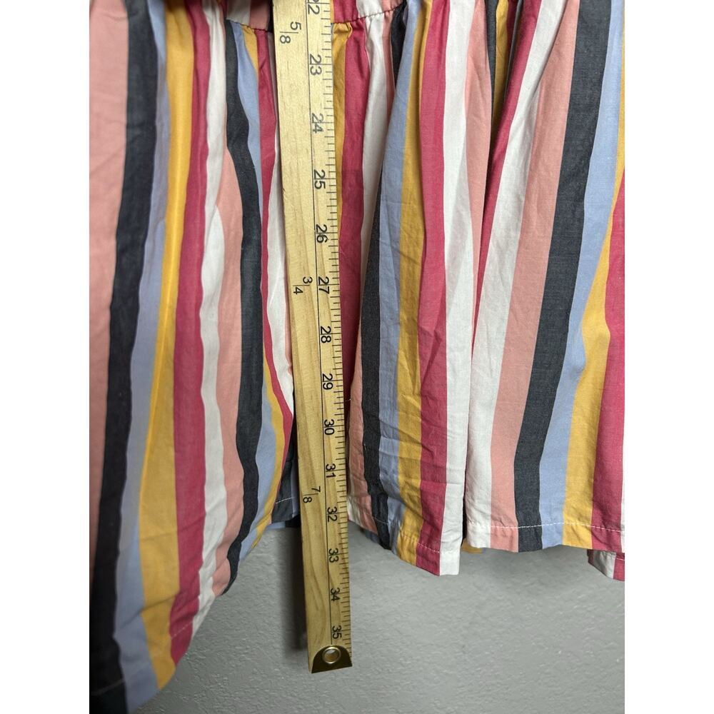 J Crew Tiered Popover Dress Rainbow Striped Cotton Poplin Long Sleeve Petite Med - Picture 7 of 9